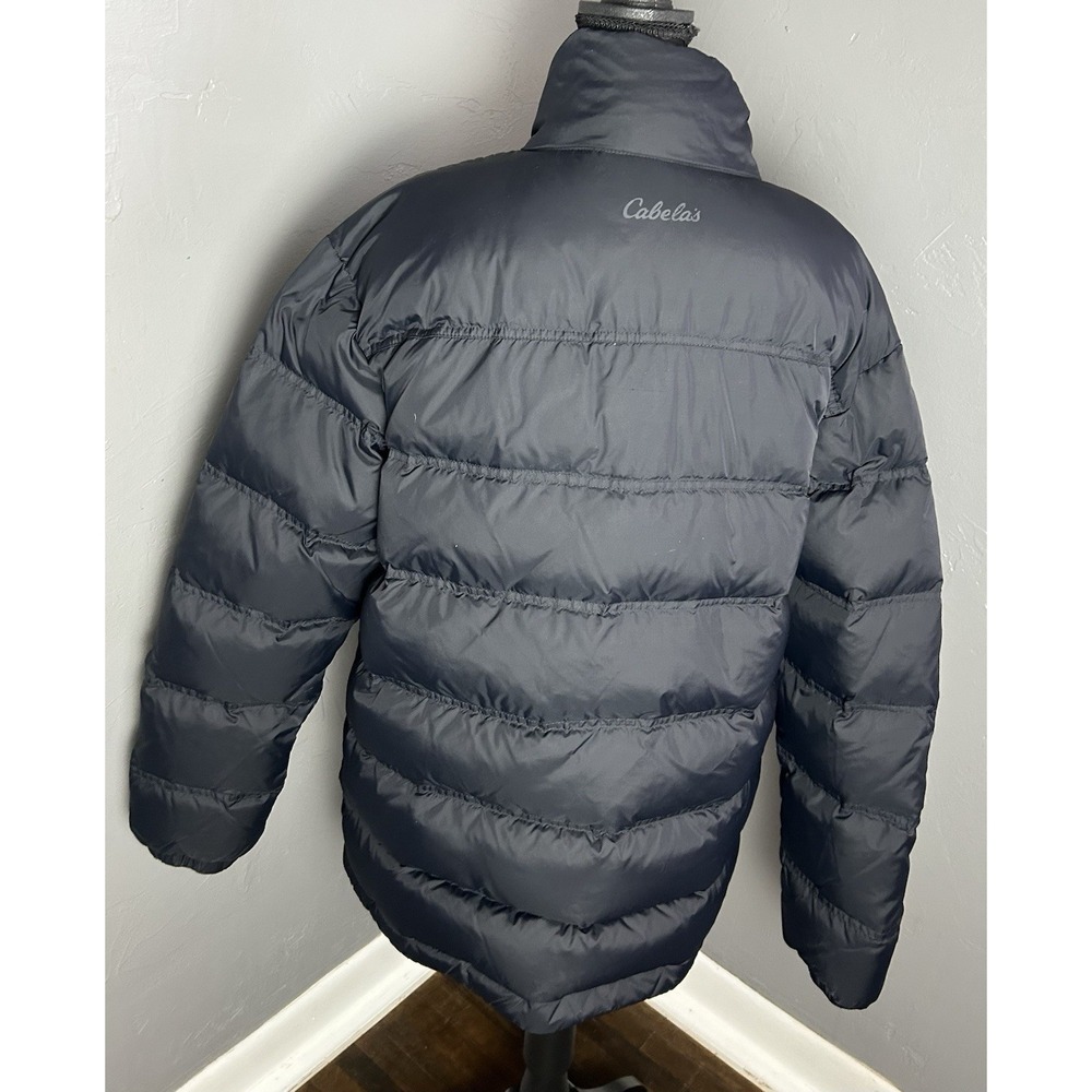 Cabelas 650 Fill Down Puffer Black Coat Full Zip and Pockets Size Large Tall Men - Picture 5 of 15